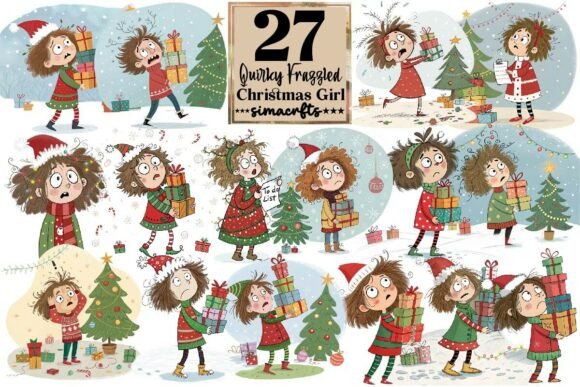 Download Quirky Frazzled Christmas Girl Clipart - Premium Resources